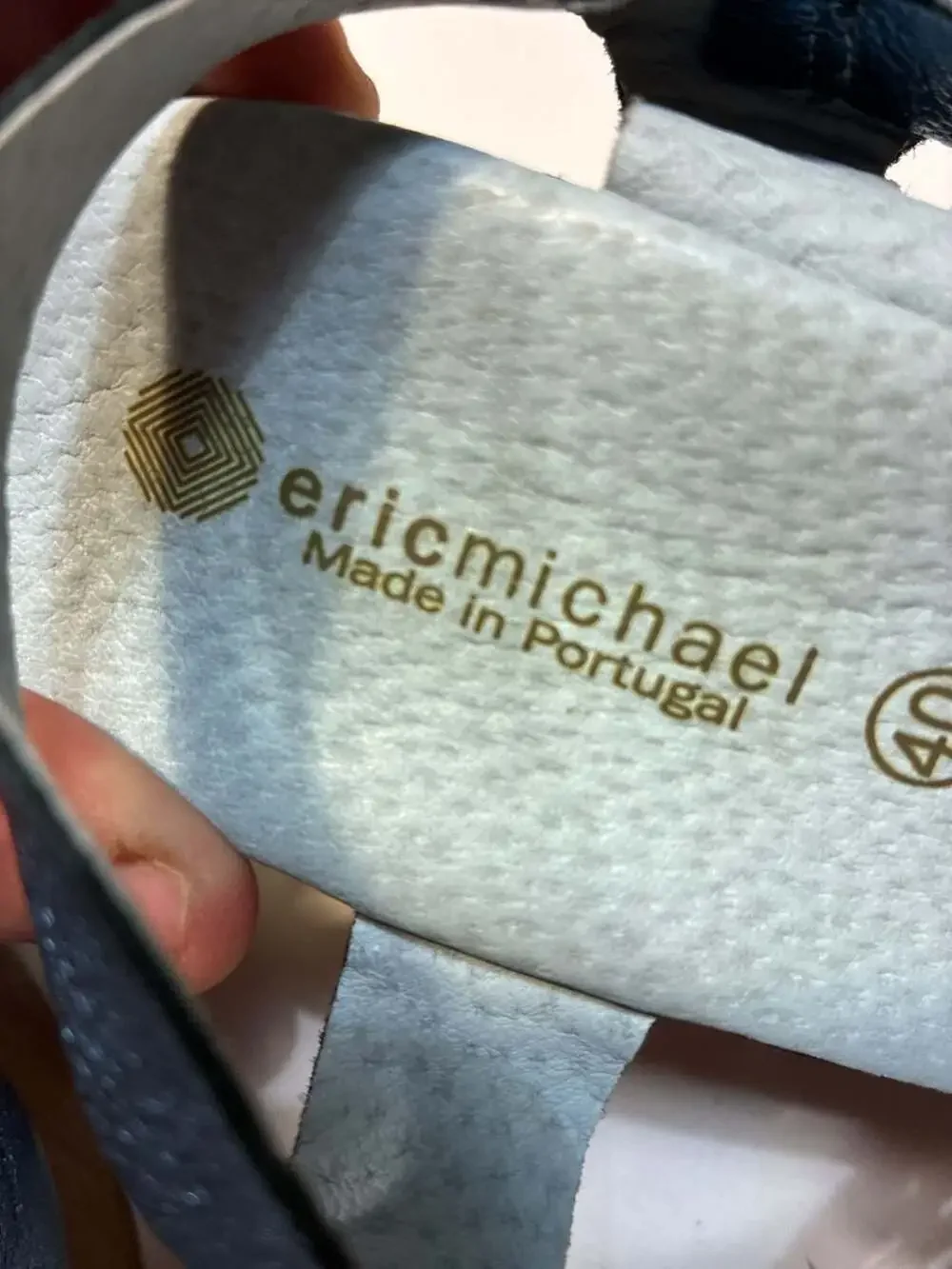 Eric Michael Metallic Blue Leather Cutout Wedge Sandals Made in Portugal
